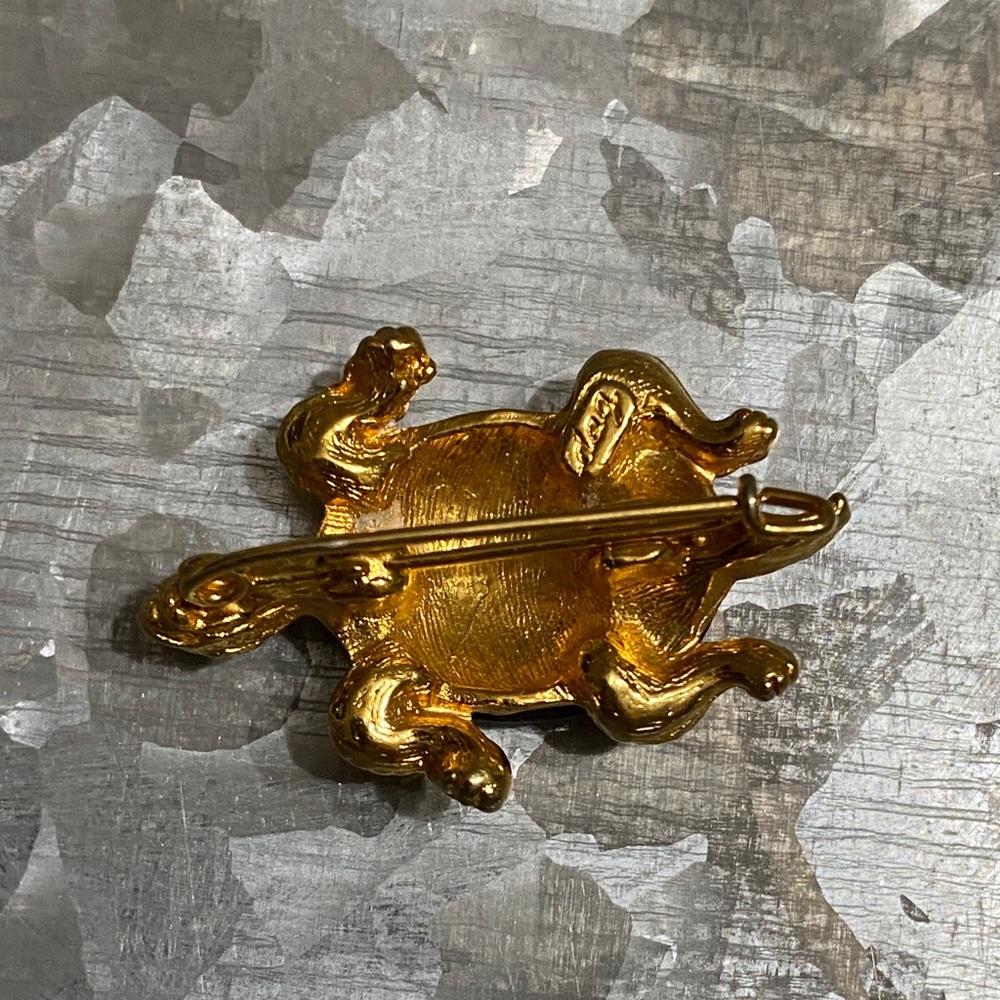 Vintage Damascene Gold and Black Turtle Brooch - Picture 5 of 7
